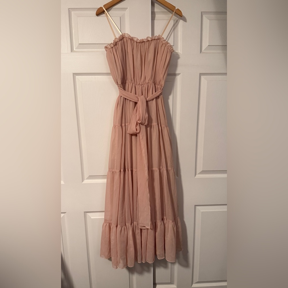 Jill Jill Stuart $379‎ Chiffon Tiered Light Pink Strapless Maxi Dress Coquette